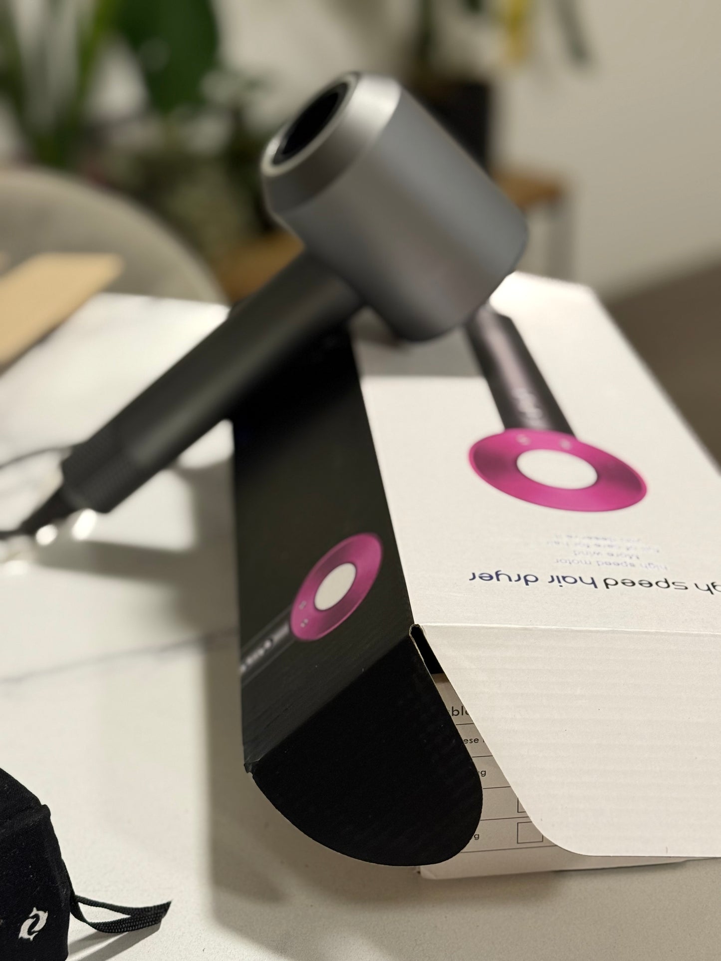 Dyson Supersonic Hair Dryer Purple/Nickel. Three Attachments. Serial # Provided.