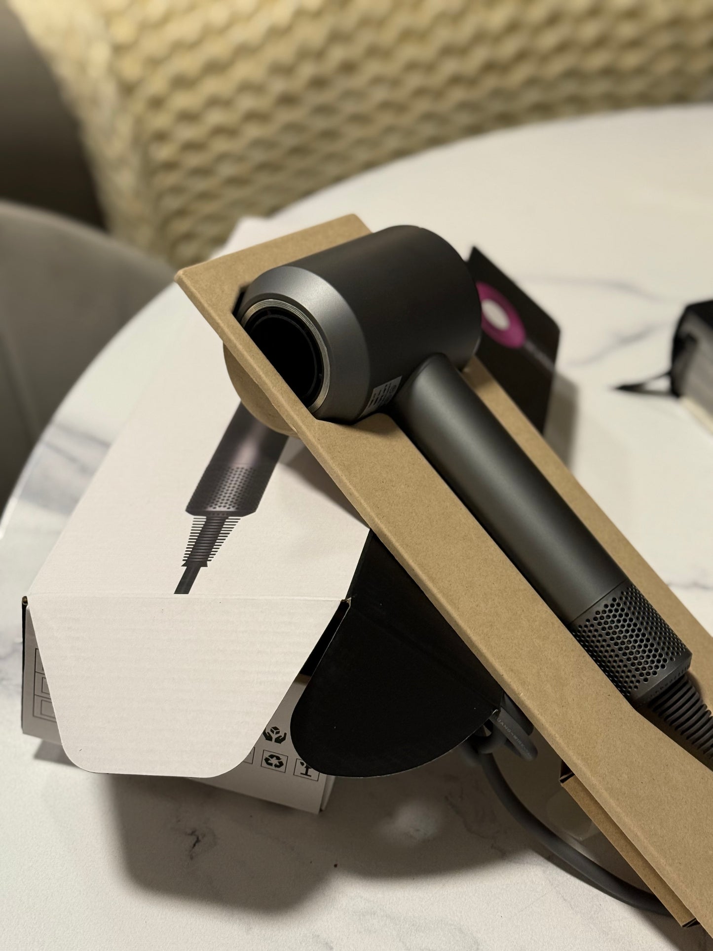 Dyson Supersonic Hair Dryer Purple/Nickel. Three Attachments. Serial # Provided.